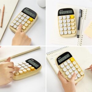 Deli Mechanical Switch Calculator with Battery, Large LCD Display, Big Buttons, Yellow - Image 7