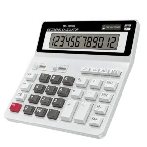 Desktop Calculator, Clear Large LCD 12-Digit Display, School Calculators with Dual Power Battery and Solar, Sensitive Big Buttons and Standard Function for School, Office, Home