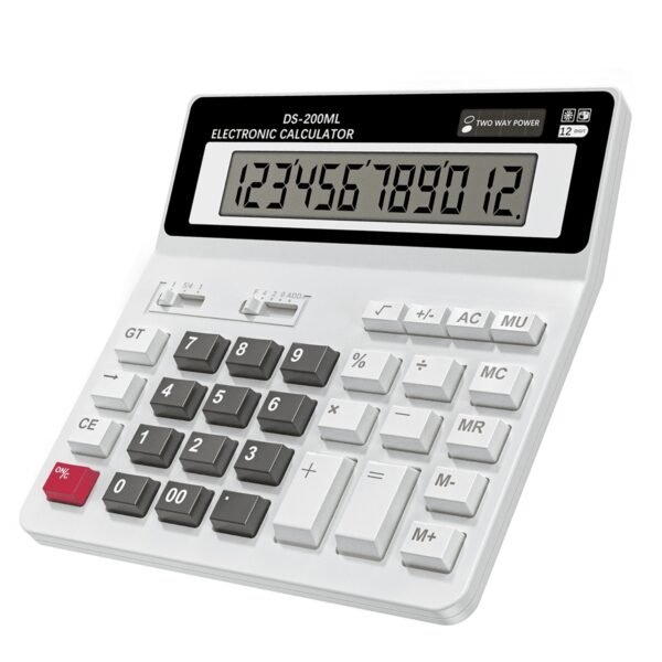 Desktop Calculator, Clear Large LCD 12-Digit Display, School Calculators with Dual Power Battery and Solar, Sensitive Big Buttons and Standard Function for School, Office, Home