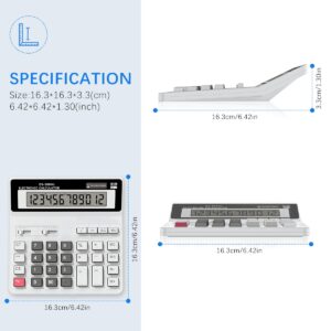 Desktop Calculator, Clear Large LCD 12-Digit Display, School Calculators with Dual Power Battery and Solar, Sensitive Big Buttons and Standard Function for School, Office, Home