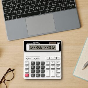 Desktop Calculator, Clear Large LCD 12-Digit Display, School Calculators with Dual Power Battery and Solar, Sensitive Big Buttons and Standard Function for School, Office, Home