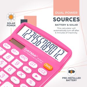 CATIGA CD-2786 Metal Desktop Calculator 12 Digit w/ Extra Large Display Standard Function (Pink) - Image 3