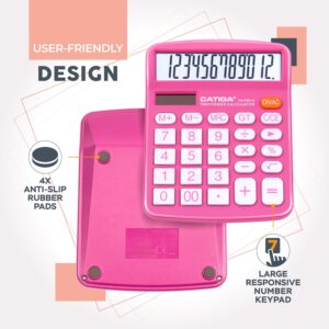 CATIGA CD-2786 Metal Desktop Calculator 12 Digit w/ Extra Large Display Standard Function (Pink) - Image 4