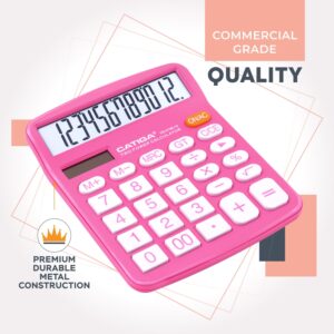 CATIGA CD-2786 Metal Desktop Calculator 12 Digit w/ Extra Large Display Standard Function (Pink) - Image 5