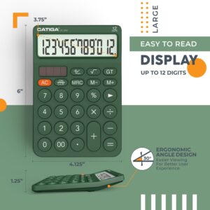 CATIGA CD-2786 Metal Desktop Calculator 12 Digit w/ Extra Large Display Standard Function (Pink) - Image 28