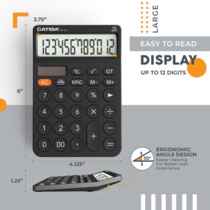 CATIGA CD-2786 Metal Desktop Calculator 12 Digit w/ Extra Large Display Standard Function (Pink) - Image 37