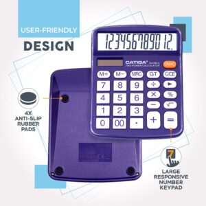 CATIGA CD-2786 Metal Desktop Calculator 12 Digit w/ Extra Large Display Standard Function (Pink) - Image 43