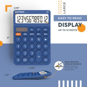 CATIGA CD-2786 Metal Desktop Calculator 12 Digit w/ Extra Large Display Standard Function (Pink) - Image 52