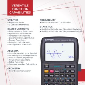 CATIGA CS-229 Electronics Scientific Calculator with Graphic Functions, Black