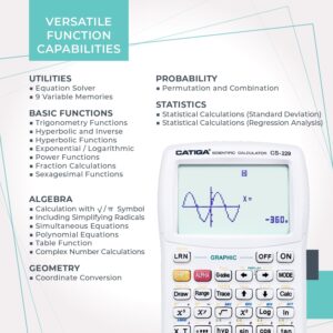 CATIGA CS-229 Electronics Scientific Calculator with Graphic Functions, Black