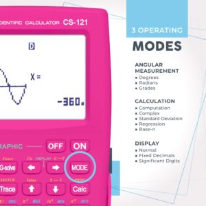 CATIGA CS-121 Scientific Calculator with Graphic Functions and Multiple Modes (Pink) - Image 6