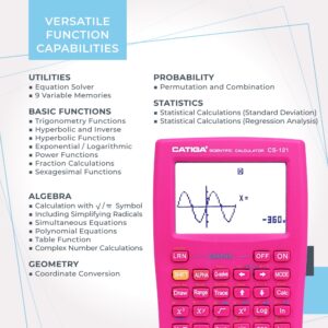 CATIGA CS-121 Scientific Calculator with Graphic Functions and Multiple Modes (Pink) - Image 8