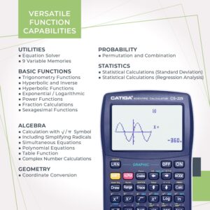 CATIGA CS-229 Electronics Scientific Calculator with Graphic Functions, Black
