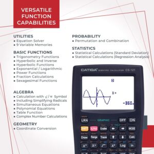 CATIGA CS-121 Scientific Calculator with Graphic Functions and Multiple Modes (Pink) - Image 12