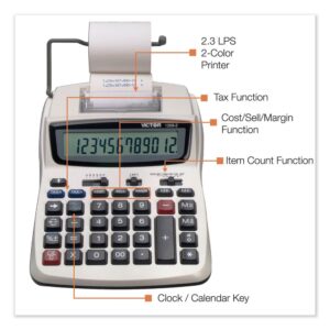 Victor Technology 1208-2 Two-Color Compact Printing Calculator - Black/Red - Image 7