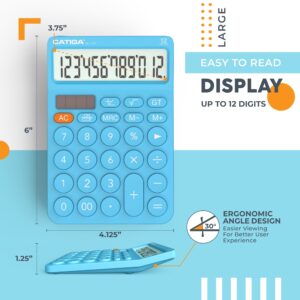CATIGA CD-2786 Metal Desktop Calculator 12 Digit w/ Extra Large Display Standard Function (Pink) - Image 95