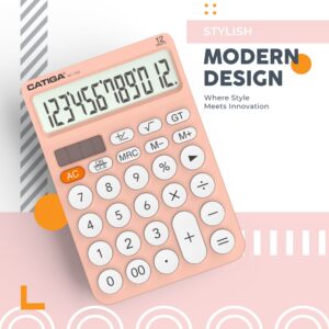 CATIGA CD-2786 Metal Desktop Calculator 12 Digit w/ Extra Large Display Standard Function (Pink) - Image 105