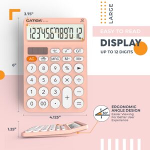 CATIGA CD-2786 Metal Desktop Calculator 12 Digit w/ Extra Large Display Standard Function (Pink) - Image 106