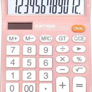 CATIGA CD-2786 Metal Desktop Calculator 12 Digit w/ Extra Large Display Standard Function (Pink) - Image 110