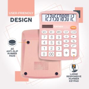 CATIGA CD-2786 Metal Desktop Calculator 12 Digit w/ Extra Large Display Standard Function (Pink) - Image 113
