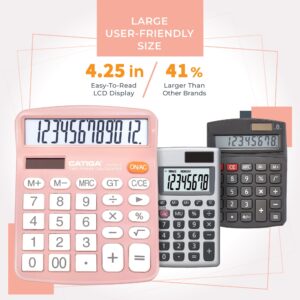 CATIGA CD-2786 Metal Desktop Calculator 12 Digit w/ Extra Large Display Standard Function (Pink) - Image 115