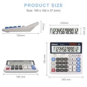 Osalo OS-200ML 12 Digits Extra Large Display Desktop Calculator, Solar