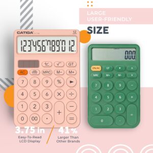CATIGA CD-2786 Metal Desktop Calculator 12 Digit w/ Extra Large Display Standard Function (Pink) - Image 128
