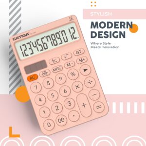 CATIGA CD-2786 Metal Desktop Calculator 12 Digit w/ Extra Large Display Standard Function (Pink) - Image 129