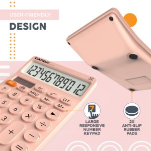 CATIGA CD-2786 Metal Desktop Calculator 12 Digit w/ Extra Large Display Standard Function (Pink) - Image 131