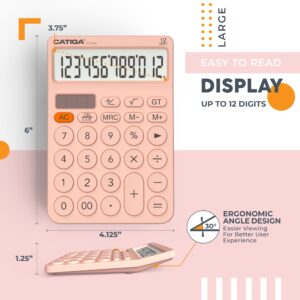 CATIGA CD-2786 Metal Desktop Calculator 12 Digit w/ Extra Large Display Standard Function (Pink) - Image 132