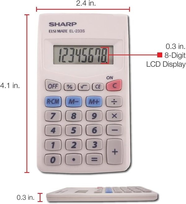 Sharp El233sb El233sb Pocket Calculator 8-Digit LCD