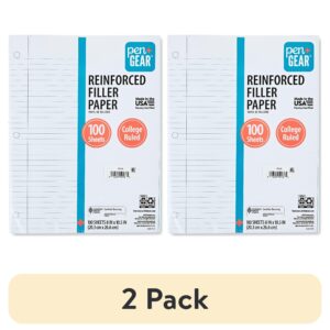 Pen+Gear College Ruled 8″ x 10.5″ Reinforced Filler Paper, 100 Sheets