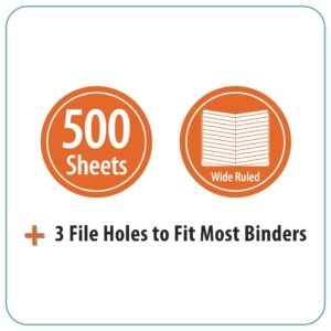 Pen+Gear Wide Ruled 8" x 10.5" Filler Paper, 500 Sheets - Image 3