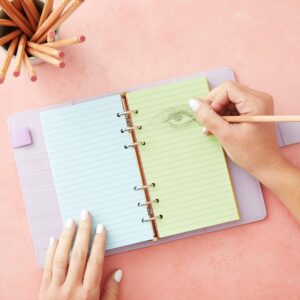 6 Pack Colored A6 Lined Binder Paper (240 Sheets/480 Pages), 6 Ring Hole Punch Blank Loose Leaf Ruled Refill Inserts for Planner, Journal, Notebooks, Budget Organizer - Pastel Colors - Image 3