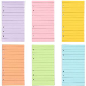 6 Pack Colored A6 Lined Binder Paper (240 Sheets/480 Pages), 6 Ring Hole Punch Blank Loose Leaf Ruled Refill Inserts for Planner, Journal, Notebooks, Budget Organizer - Pastel Colors - Image 8