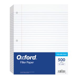 Oxford® Filler Paper, 8-1/2" x 11", College Rule, 3-Hole Punched, Loose-Leaf Paper for 3-Ring Binders, 500 Sheets Per Pack - Image 1