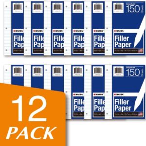 Filler Paper Notebook Paper College Ruled 8"x10.5" Loose Leaf Paper for 3-Ring Binders 150 Sheet/pack,12pack (Total 1800 Sheets) - Image 2