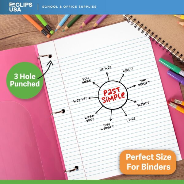 E-Clips USA College Ruled Notebook Paper, 1800 Loose Leaf Paper Sheets, 6-pack