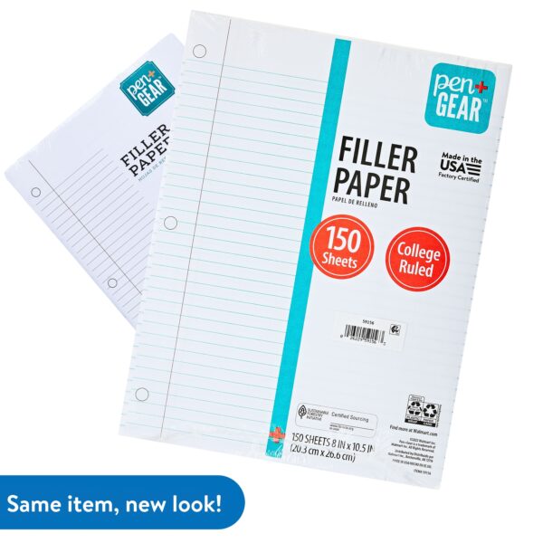 Pen+Gear College Rule Filler Paper, 8″x10.5, 150 Sheets Each (18 Pack), New