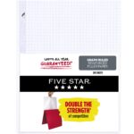 Five Star Reinforced Filler Paper Plus Study App, Graph Ruled, 8.5″ x 11″, 80 Sheets/Pack (170122-WMT)