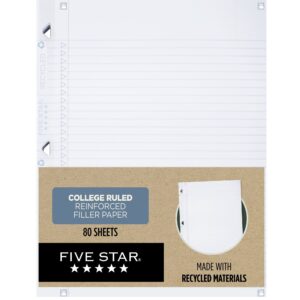Five Star 170023 3-Hole 8.5 in. x 11 in. College Rule Reinforced Filler Paper Plus Study App - Image 1