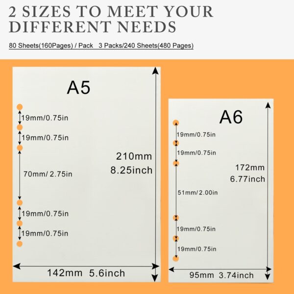 Homelove A5 Thick Blank Filler Paper, 210mm x 142mm, 240 Sheets, 3 Pack