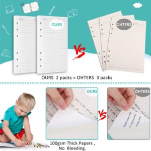 A6 Refill Paper, 80 Pages A6 Loose Leaf Paper 6 Hole Notebook Refills for 6 Ring Refillable Binder Notebook Planner Diary Journals Painting Personal Organiser-Line or Blank Pages