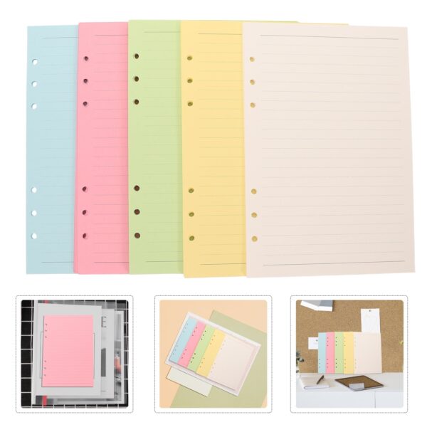 DIAEDGE 100 Sheets A5 Lined Refill Paper 5 Colors 6 Hole Punched Loose Leaf Paper For Refillable Notebook Binder For Journal And Planner Inserts