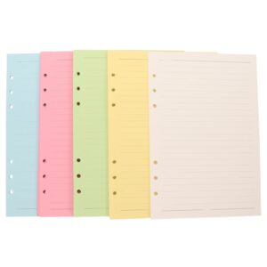 DIAEDGE 100 Sheets A5 Lined Refill Paper 5 Colors 6 Hole Punched Loose Leaf Paper For Refillable Notebook Binder For Journal And Planner Inserts