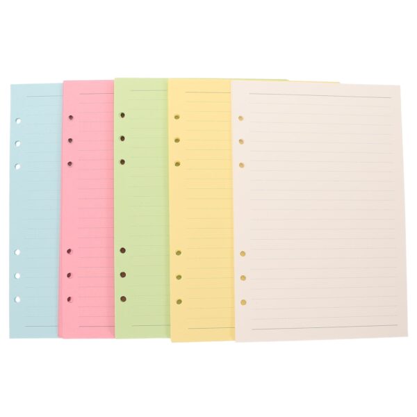 DIAEDGE 100 Sheets A5 Lined Refill Paper 5 Colors 6 Hole Punched Loose Leaf Paper For Refillable Notebook Binder For Journal And Planner Inserts