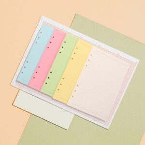 DIAEDGE 100 Sheets A5 Lined Refill Paper 5 Colors 6 Hole Punched Loose Leaf Paper For Refillable Notebook Binder For Journal And Planner Inserts