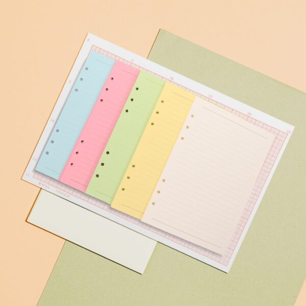 DIAEDGE 100 Sheets A5 Lined Refill Paper 5 Colors 6 Hole Punched Loose Leaf Paper For Refillable Notebook Binder For Journal And Planner Inserts
