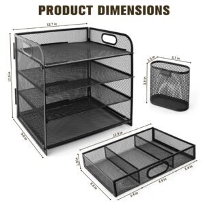 PHANCIR 4-Tier Desk Organizer, New Office Supplies, Metal Desktop File Organizer & Storage, 1 Pack