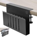 Citqueo Desk Side Storage, Under Desk Storage, No Drill Steel Hanging Desk Organizer, Laptop Holder, Desk Storage Holder for Office & Home (Black)